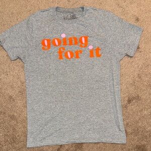 Going For It Gray Tee with Orange and pink Print